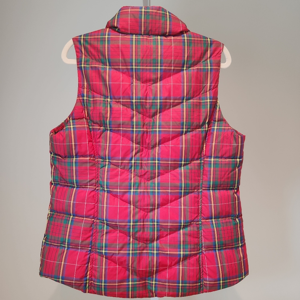 Land's End Small (4-6) Red Plaid Christmas Holiday Winter Vest Puffer Down - Picture 4 of 11